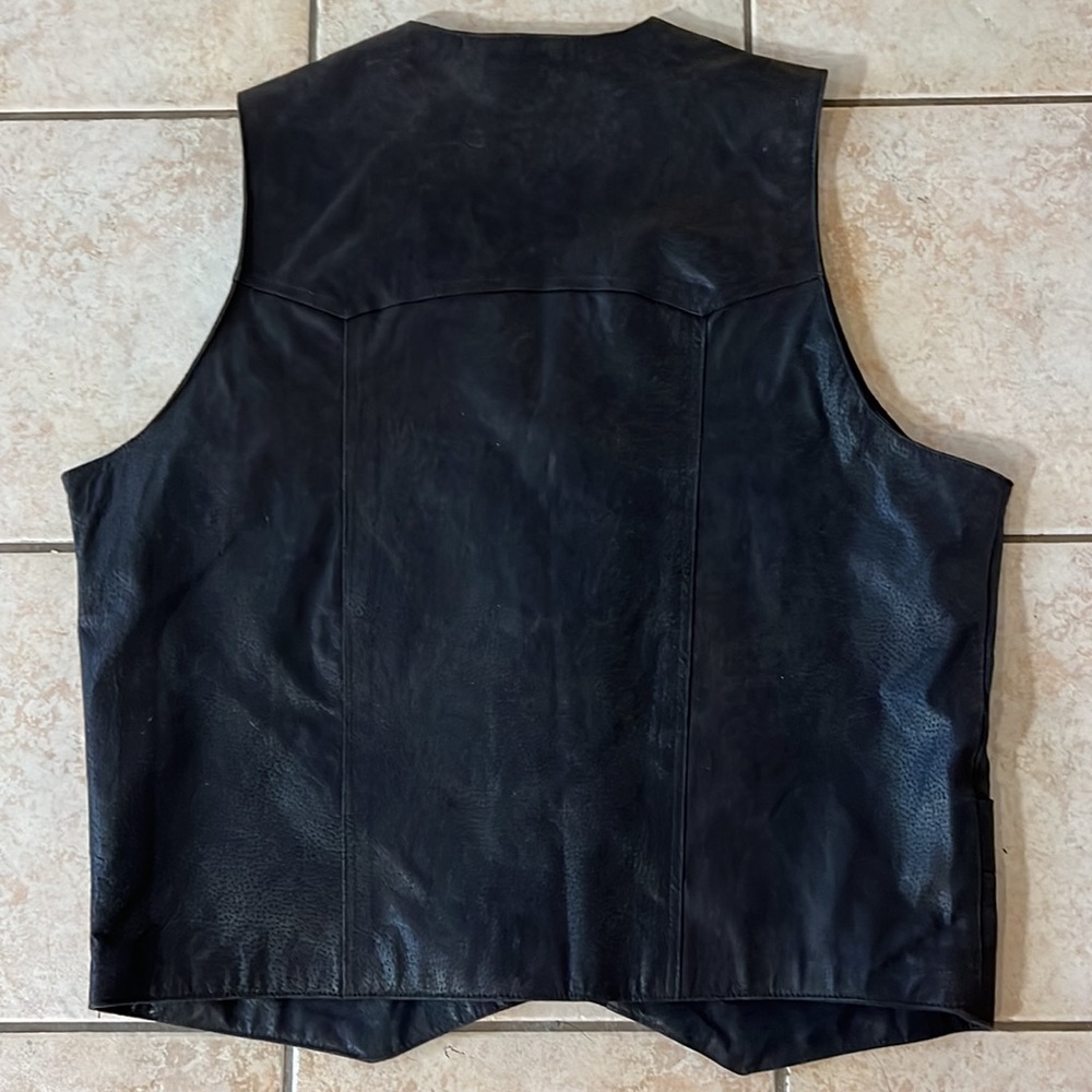 Men’s Antique Suede Leather Vest Snap Buttons Espresso‎ Brown, Sz Large - Picture 6 of 11